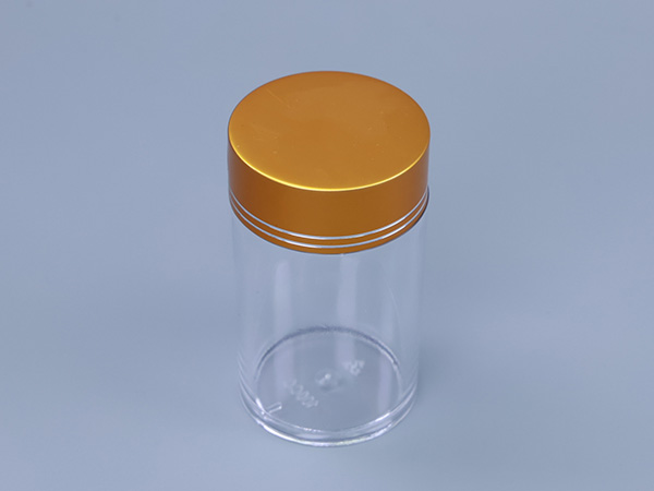 Clear Plastic Jar with Gold Screw Cap